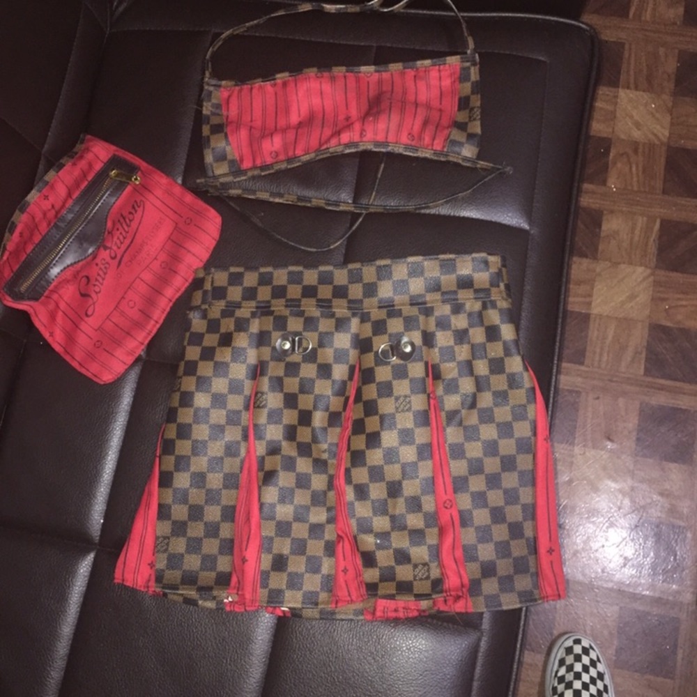 Custom made Lv outfit made out of an Lv bag.